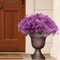 20 Bundles UV Resistant Artificial Flowers for Outdoor Decor - Realistic Faux Silk Purple Flowers with Plastic Greenery - Non-Fade Fake Plants for Window Box, Front Porch, and Hanging Planters